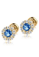 fancy yellow gold cubic zirconia September baby birthstone earrings